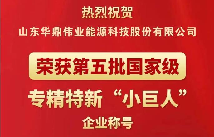 【企業(yè)榮譽】華鼎偉業(yè)榮獲國家級專精特新“小巨人”企業(yè)稱號